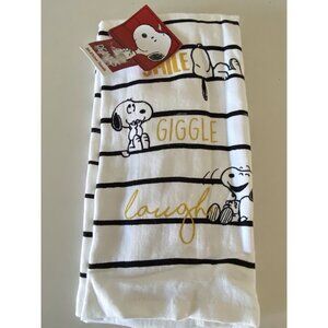2 Pk Peanuts Snoopy Smile Giggle Laugh Striped Kitchen Towels 16 X 26” NEW